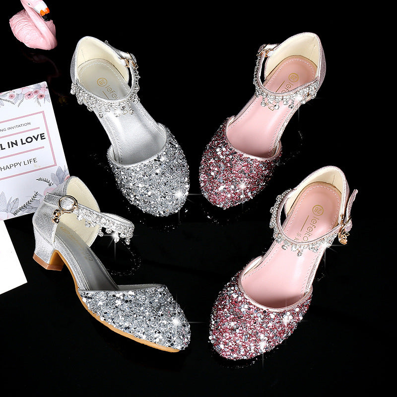 Mädchen Glitzernde Ballerina-Sandalen mit hohen Absatz und Anhänger Echo Archiv