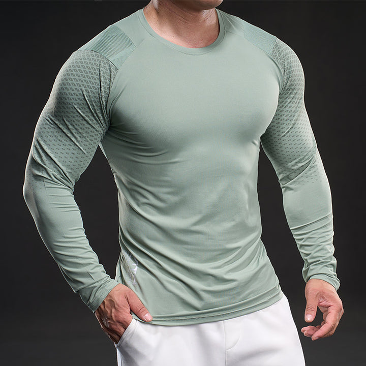 Herren sportliches Langarm-Funktionsshirt mit atmungsaktivem Mesh-Einsatz Echoarchiv