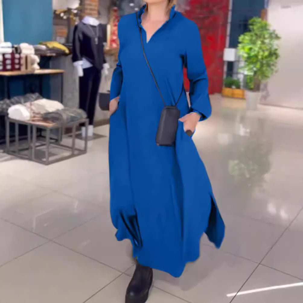 Damen nan weites Maxikleid mit Seitenschlitzen und Eingrifftaschen Echo Archiv
