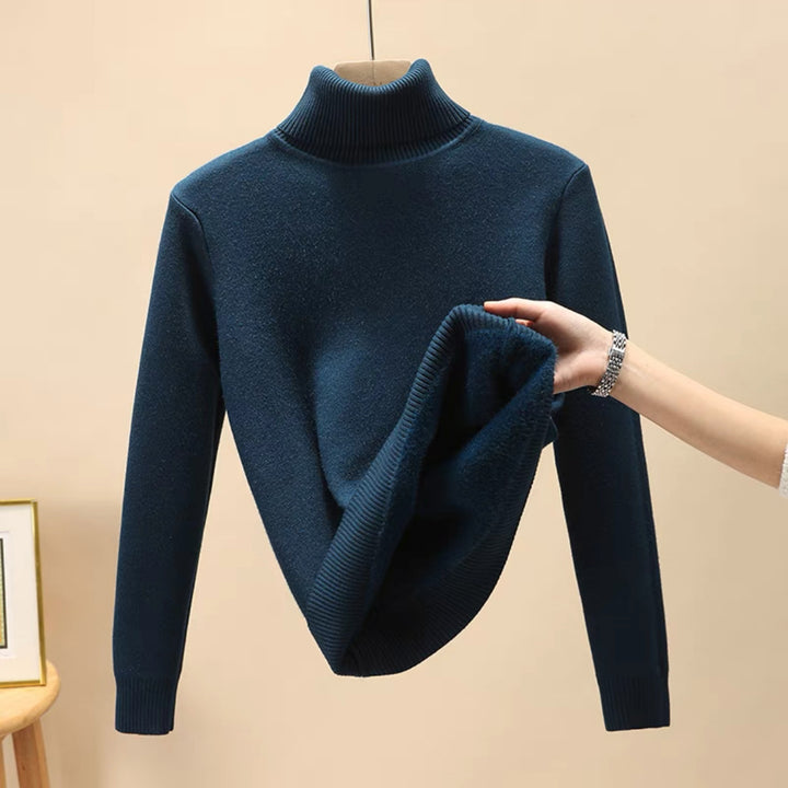 Damen Feinstrick-Rollkragenpullover mit wärmendem Innenfutter und schmaler Silhouette – Mavelle