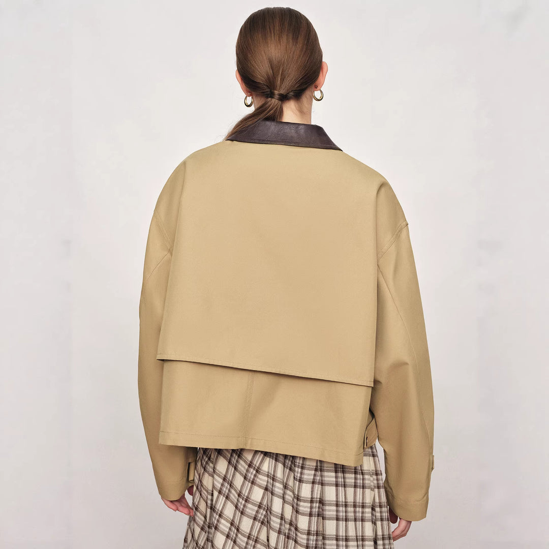 Damen Lässige und modische Übergangsjacke mit kontrastiertem Kragen Echoarchiv