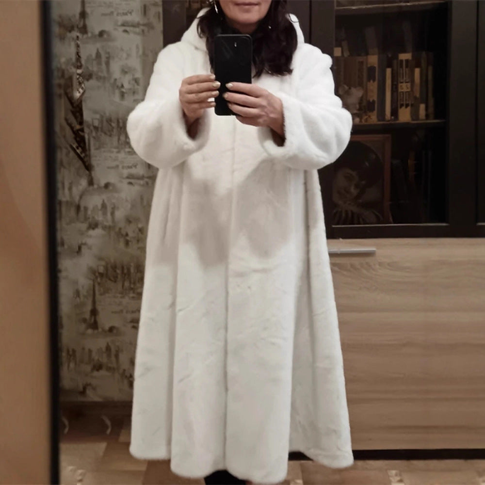 Damen Maxi Kunstfell-Mantel mit Oversize-Schnitt und aufgesetzten Taschen Echoarchiv