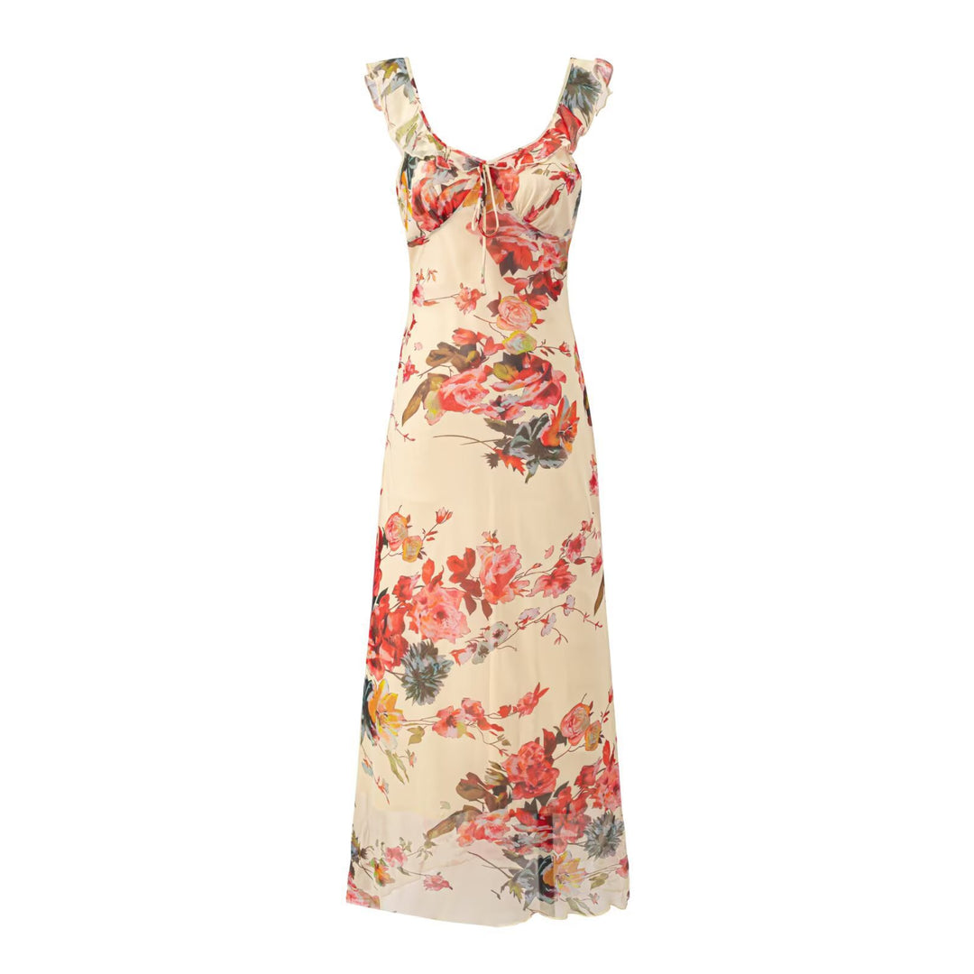 Damen Maxikleid mit zarten Rüschen und floralem Muster Echo Archiv