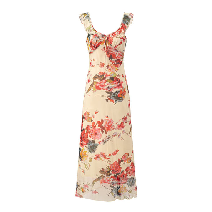 Damen Maxikleid mit zarten Rüschen und floralem Muster Echo Archiv