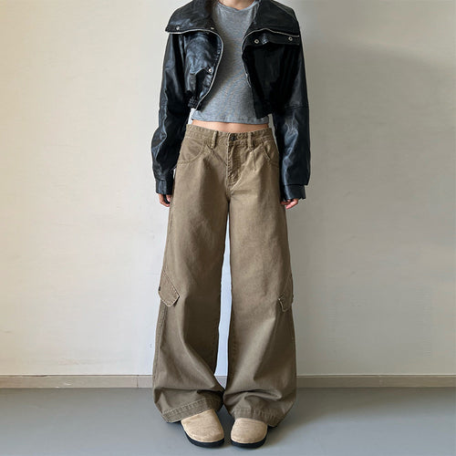 Damen Oversized Cargopalazzo-Hose aus Baumwoll-Twill mit seitlicher Klappentasche Echo Archiv