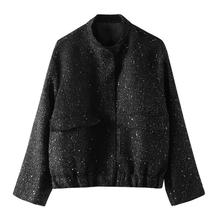 Damen verzierte Bouclé-Bomberjacke mit Pailletten und Strass Echo Archiv