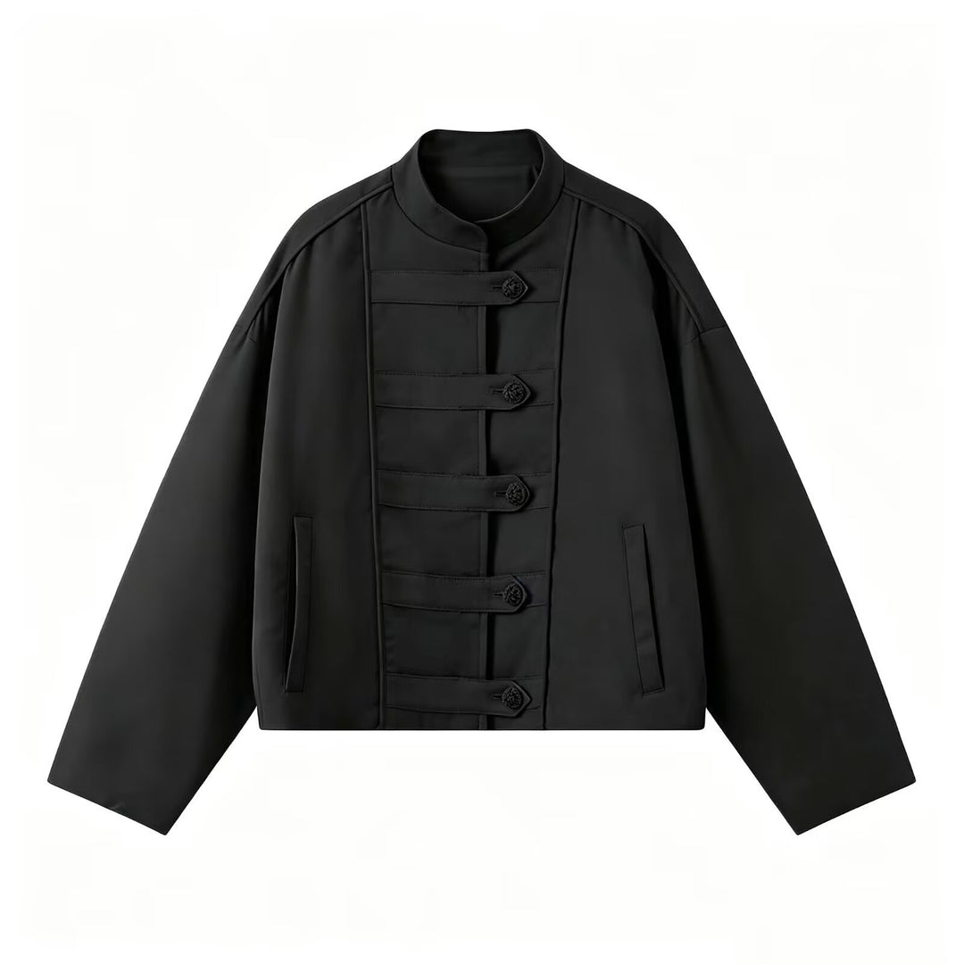 Damen Boxy-Jacke mit Stehkragen und Knebelverschlüssen Echo Archiv