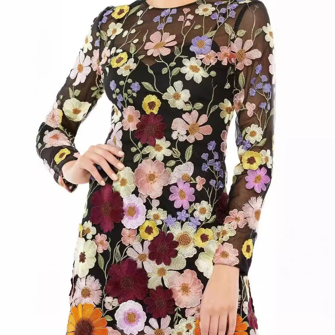 Damen Gesticktes Blumenkleid Echo Archiv