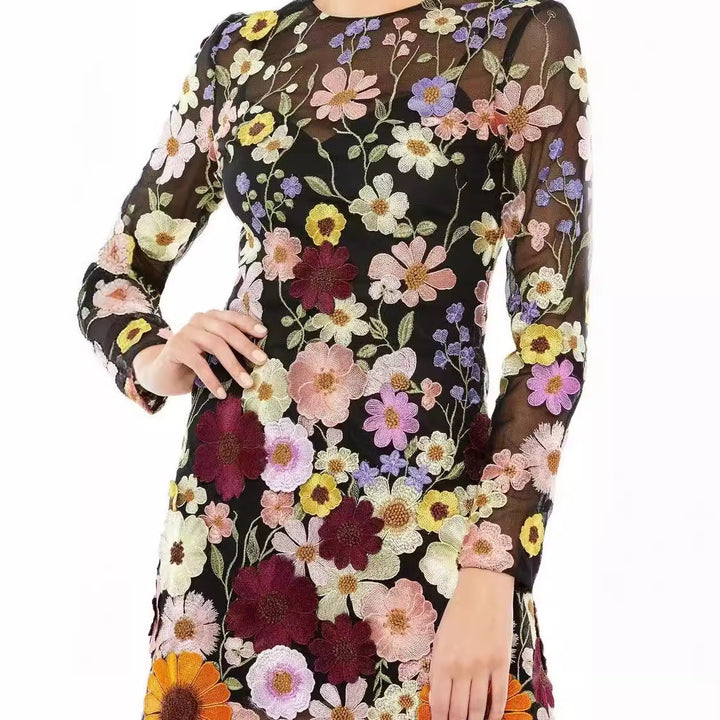 Damen Gesticktes Blumenkleid Echo Archiv