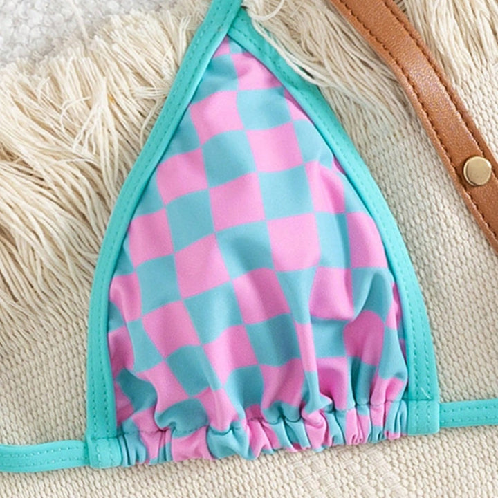 Damen Triangel-Bikini mit Karomuster und raffinierten Bindebändern Echo Archiv