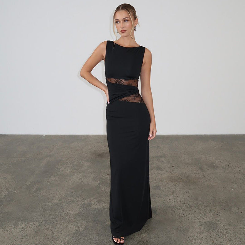 Damen Elegantes langes Kleid mit raffinierten Spitzendetails Echo Archiv