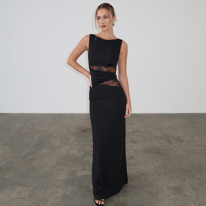 Damen Elegantes langes Kleid mit raffinierten Spitzendetails Echo Archiv