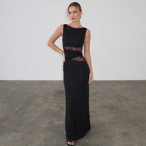 Damen Elegantes langes Kleid mit raffinierten Spitzendetails Echo Archiv