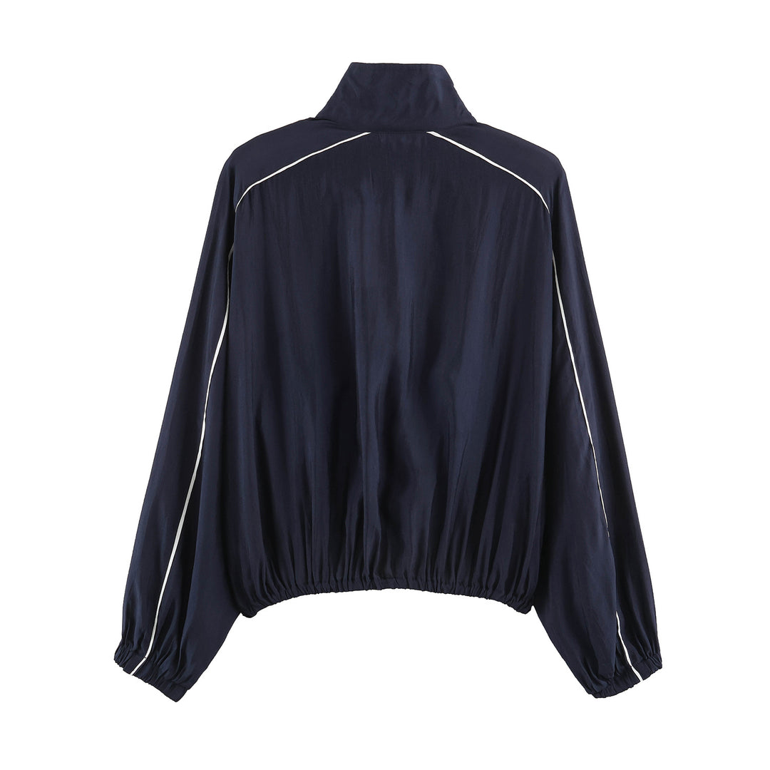 Damen Leichte Cropped‑Blousonjacke im Bomberstil mit Funnelkragen und elastischem Saum Echo Archiv