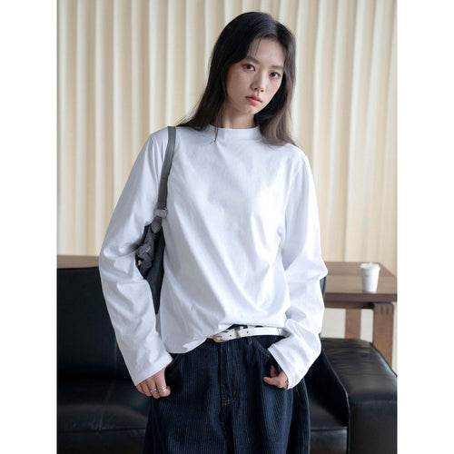 Damen Oversize-Langarmshirt mit Rundhals und Baumwoll-Jersey Echoarchiv