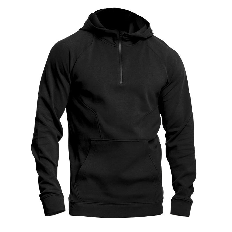Herren sportlicher Kapuzenpullover mit halbem Reißverschluss und innovativer Struktur Echoarchiv