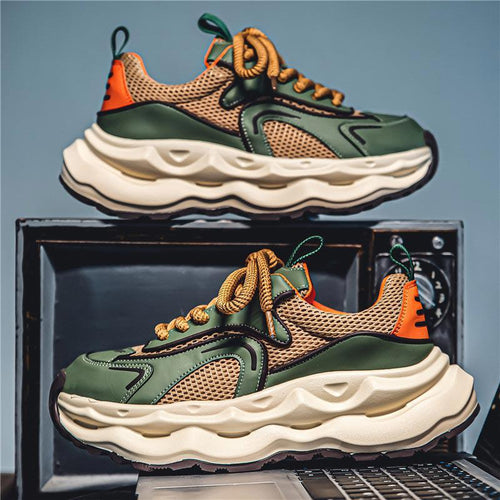 Damen Voluminöse Retro-Chunky-Sneaker mit atmungsaktivem Mesh-Overlay und skulpturaler Komfortsohle – Névara