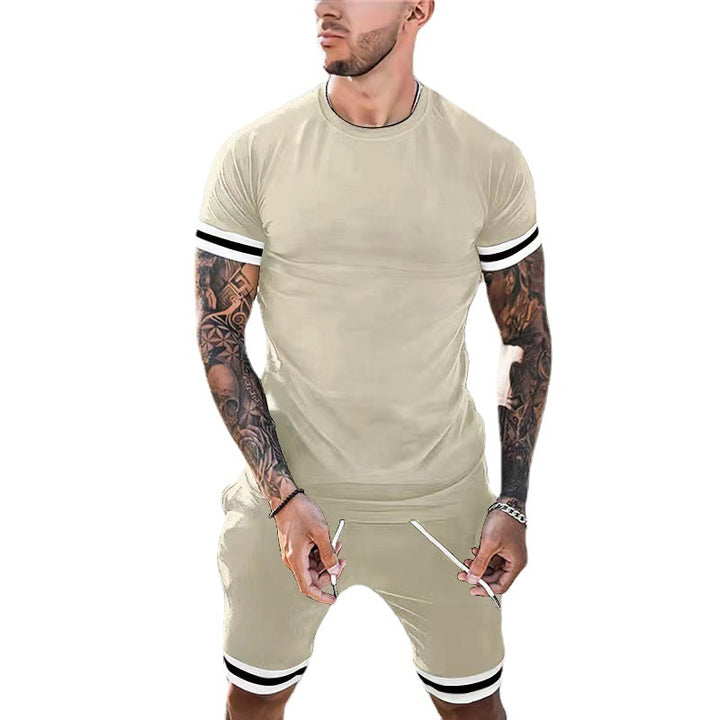 Herren Sportliche Komfort Fit Rundhals T-Shirt und Shorts Set Echoarchiv