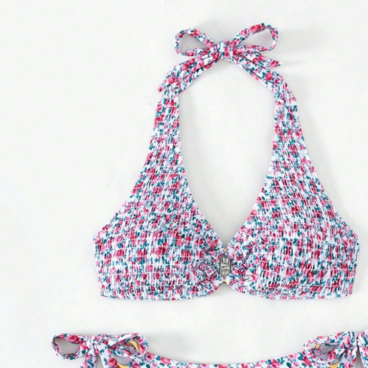 Damen Triangel-Bikini mit verspieltem Blumenmuster und komfortablen Schleifen Echo Archiv