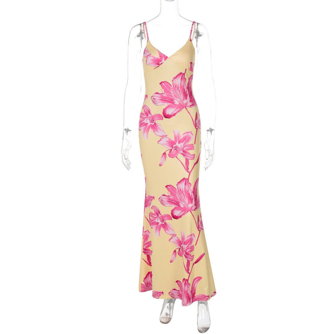 Damen Maxikleid mit Blumenmuster und schmalen Spaghettiträgern Echo Archiv