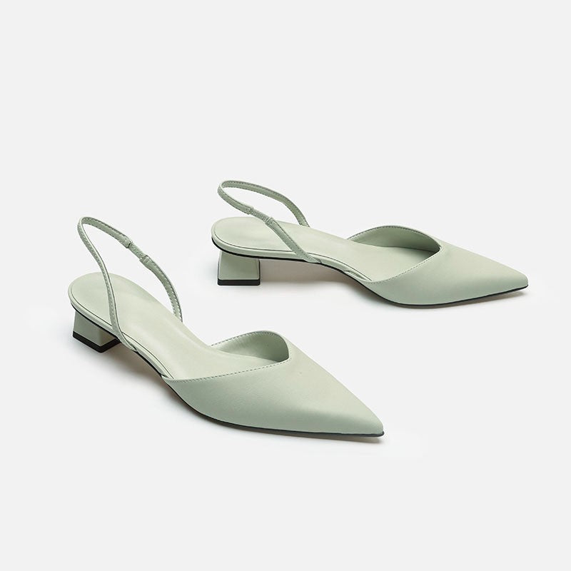 Damen Elegante spitz zulaufende Slingback-Pumps mit elastischem Fersenriemen und niedrigem Blockabsatz – Lioré