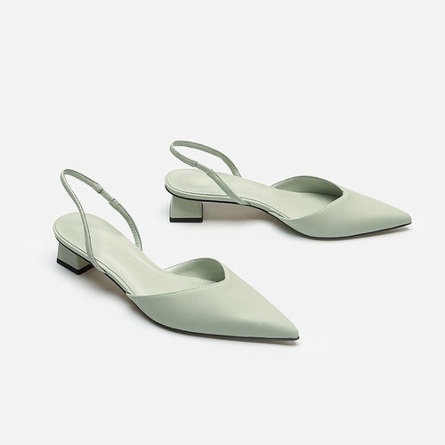 Damen Elegante spitz zulaufende Slingback-Pumps mit elastischem Fersenriemen und niedrigem Blockabsatz – Lioré