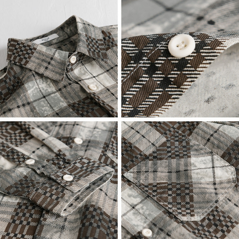Herren kariertes Flanellhemd mit aufgesetzten Brusttaschen und relaxed Fit Echoarchiv