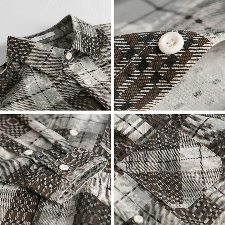 Herren kariertes Flanellhemd mit aufgesetzten Brusttaschen und relaxed Fit Echoarchiv