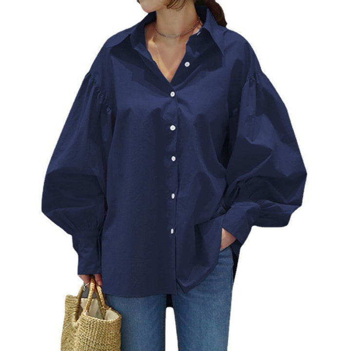 Damen Oversize-Bluse mit Ballonärmeln und Hemdkragen Echo Archiv