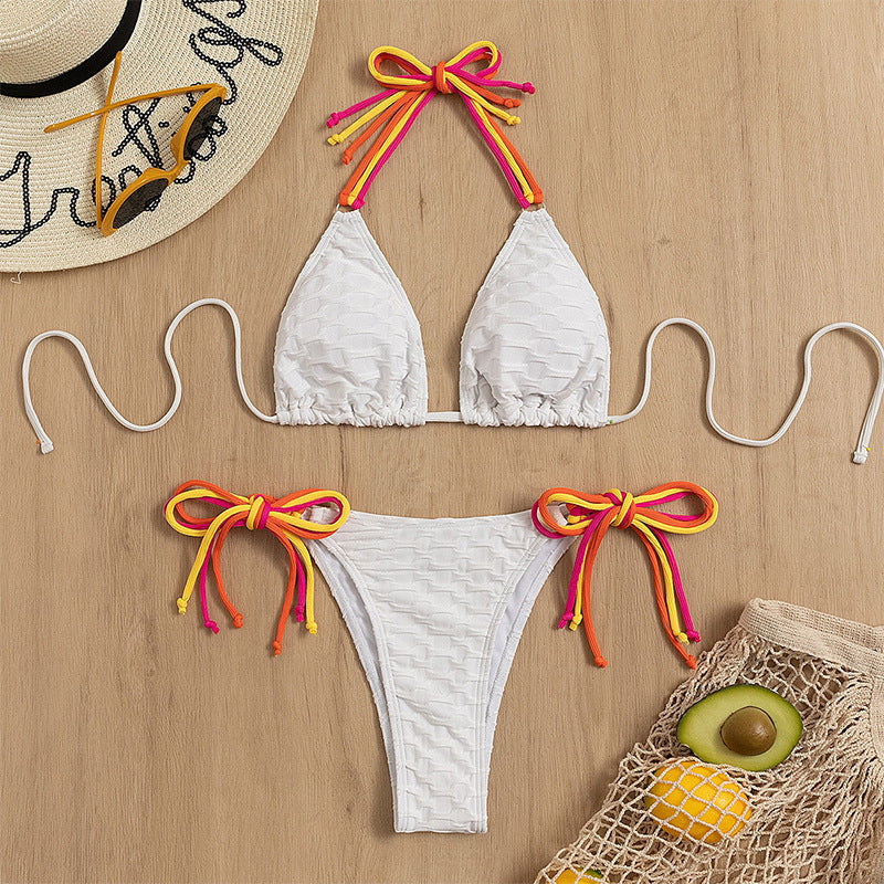 Damen Triangel-Bikini-Set mit farbenfrohen Schnürbändern Echo Archiv