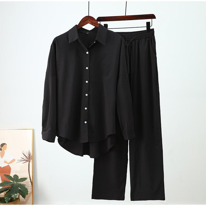 Damen nan lockeres zweiteiliges Lounge-Set mit Oversize-Hemd und elastischer Bundhose Echo Archiv