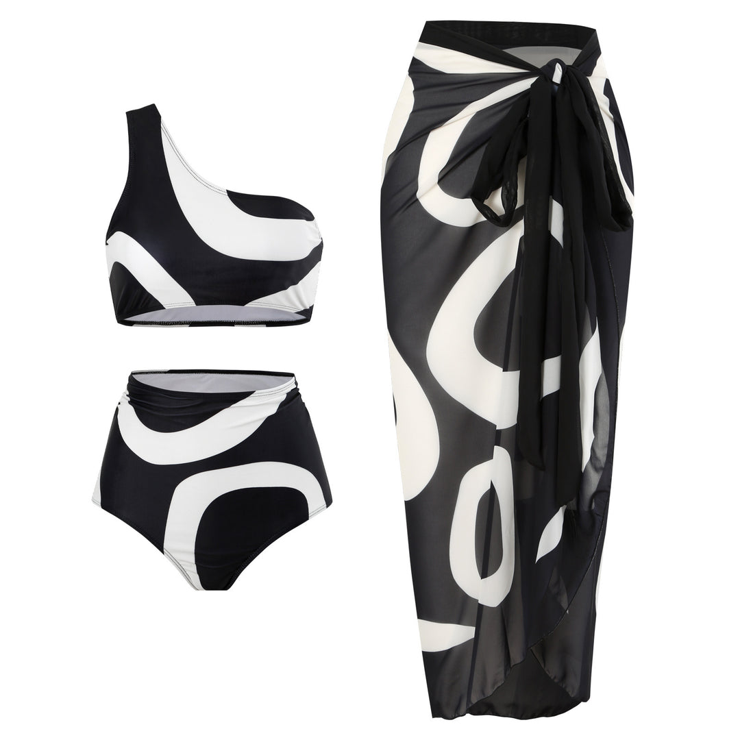 Damen Bikini-Set mit asymmetrischem Oberteil und elegantem Wickelrock Echo Archiv