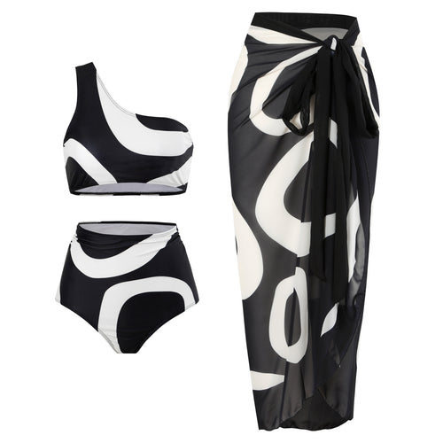 Damen Bikini-Set mit asymmetrischem Oberteil und elegantem Wickelrock Echo Archiv