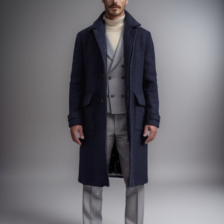 Herren Eleganter und zeitloser Wool-Langmantel Echoarchiv