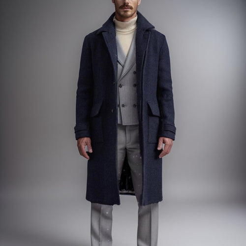 Herren Eleganter und zeitloser Wool-Langmantel Echoarchiv