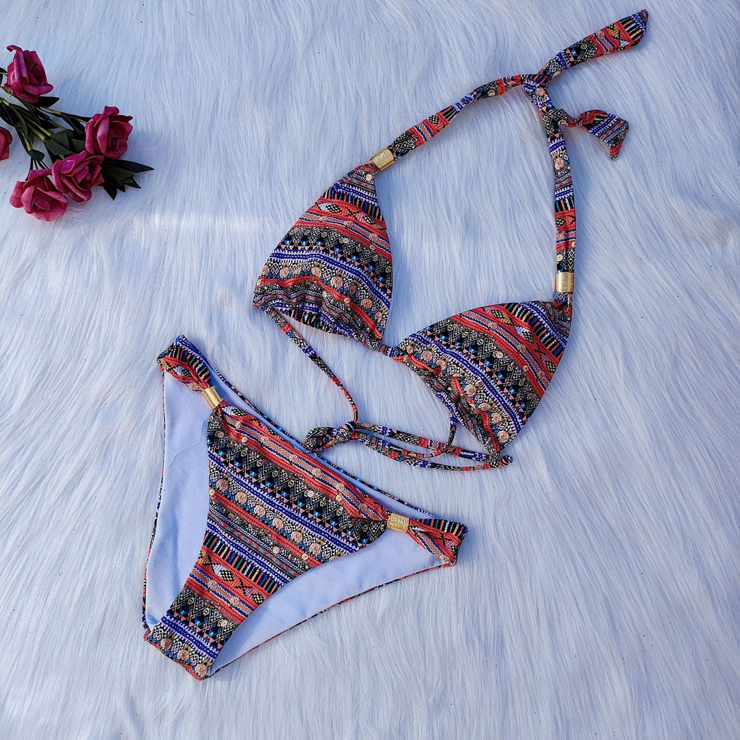 Damen Triangel-Bikini mit verspieltem Ethno-Muster Echo Archiv
