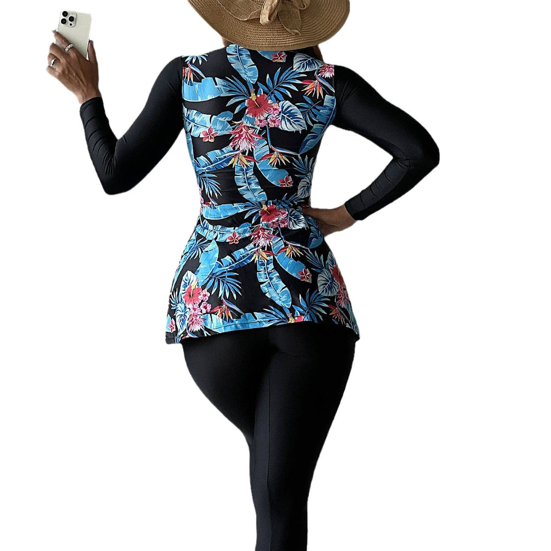 Damen Modischer UV-Schutz-Schwimmanzug mit floralem Muster Echo Archiv