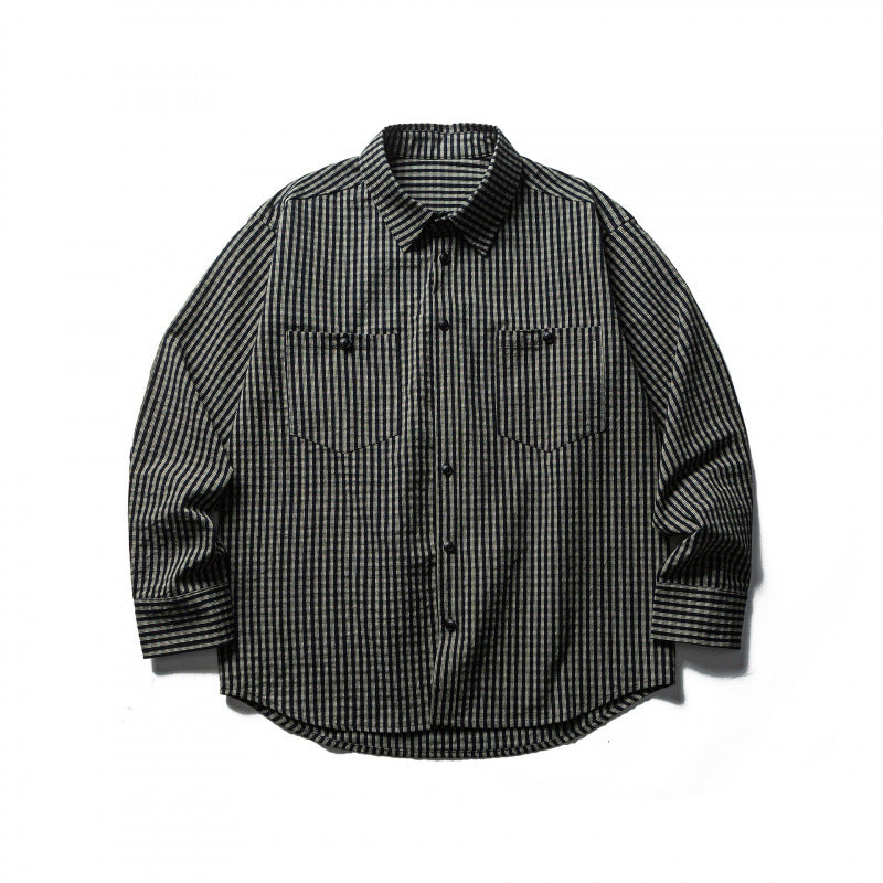 Herren Boxy-Overshirt aus leichter Baumwollmischung mit feinem Karomuster und Brustklappentaschen Echo Archiv