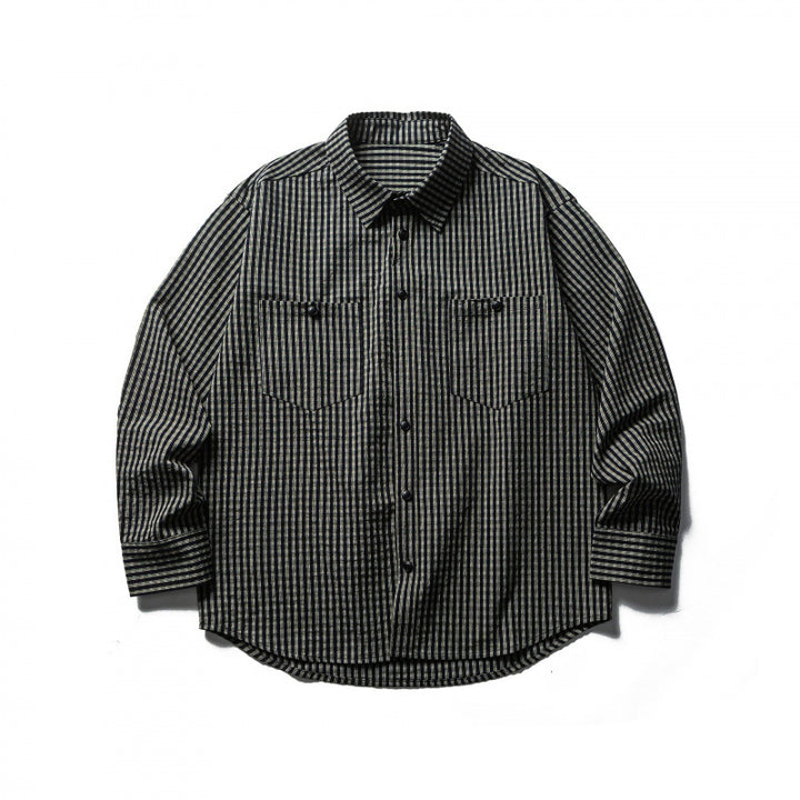 Herren Boxy-Overshirt aus leichter Baumwollmischung mit feinem Karomuster und Brustklappentaschen Echo Archiv