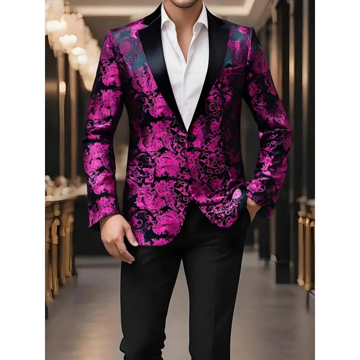 Herren eleganter Smokingblazer mit luxuriösem floralem Jacquard-Muster Echoarchiv