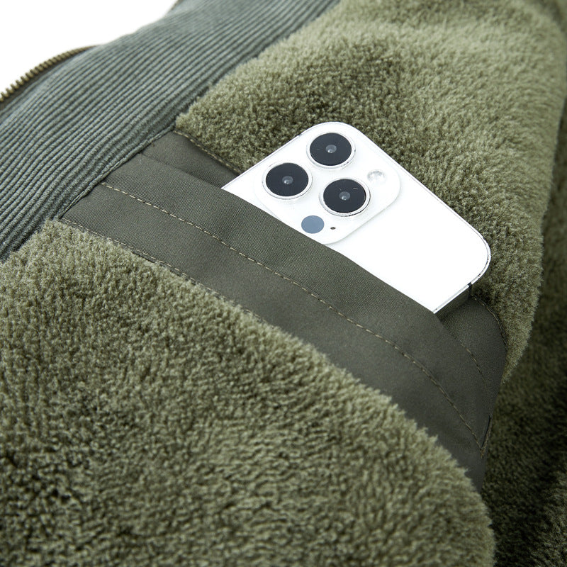 Herren wattierte Parka-Jacke mit Teddyfutter, Kapuze und multifunktionalen Taschen Echoarchiv