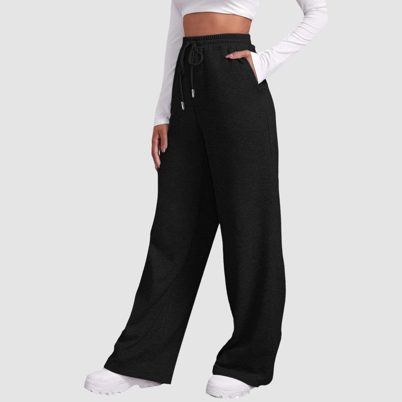 Damen nan fließende High-Waist Palazzo-Loungehose aus leichtem Jersey mit Elastikbund und praktischen Eingrifftaschen Echo Archiv