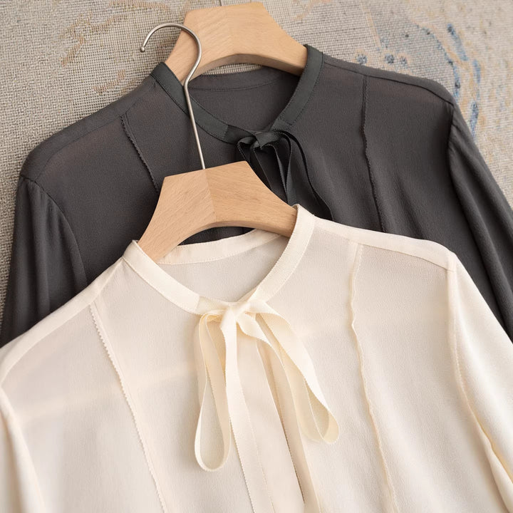 Damen Edle Bluse mit Schleifen-Detail Echoarchiv