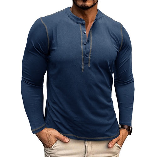 Herren Langarm-Henley Shirt mit atmungsaktivem Stoff und eleganter Knopfleiste Echoarchiv