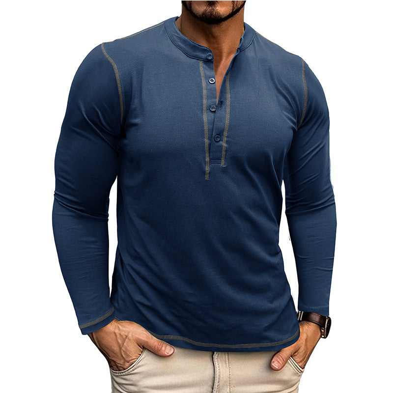 Herren Langarmshirt mit modischem Henley-Kragen und atmungsaktiver Stofftechnologie Echoarchiv