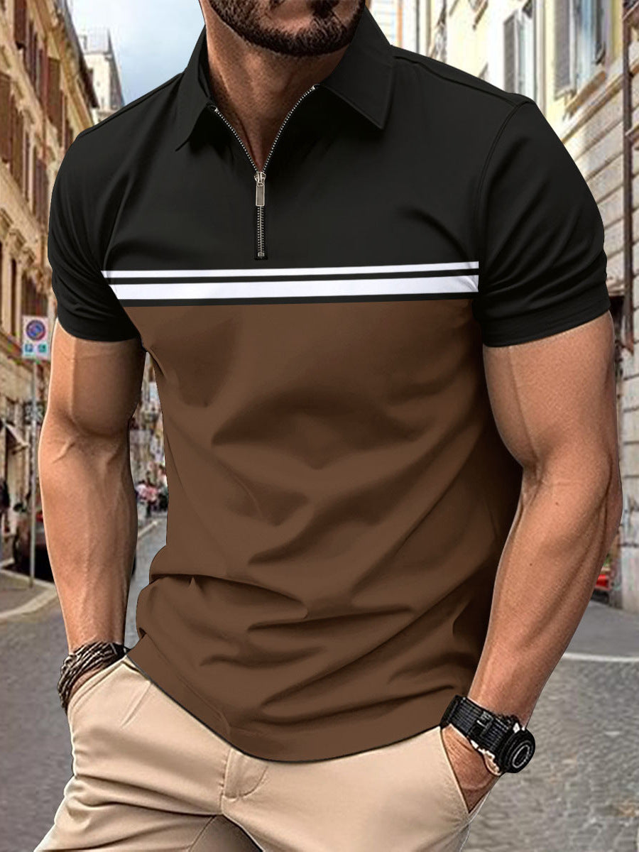 Herren Polo Shirt mit modernem Stehkragen und sportlichem Reißverschluss Echoarchiv