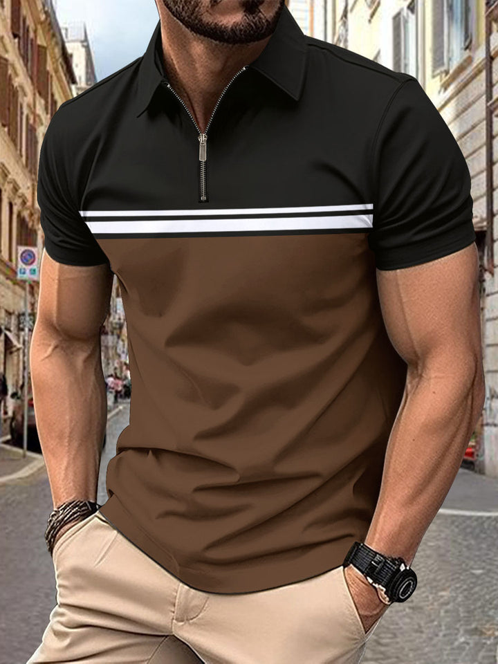Herren Polo Shirt mit modernem Stehkragen und sportlichem Reißverschluss Echoarchiv