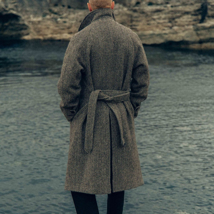 Herren Eleganter Hahnentritt Wollmantel Echoarchiv