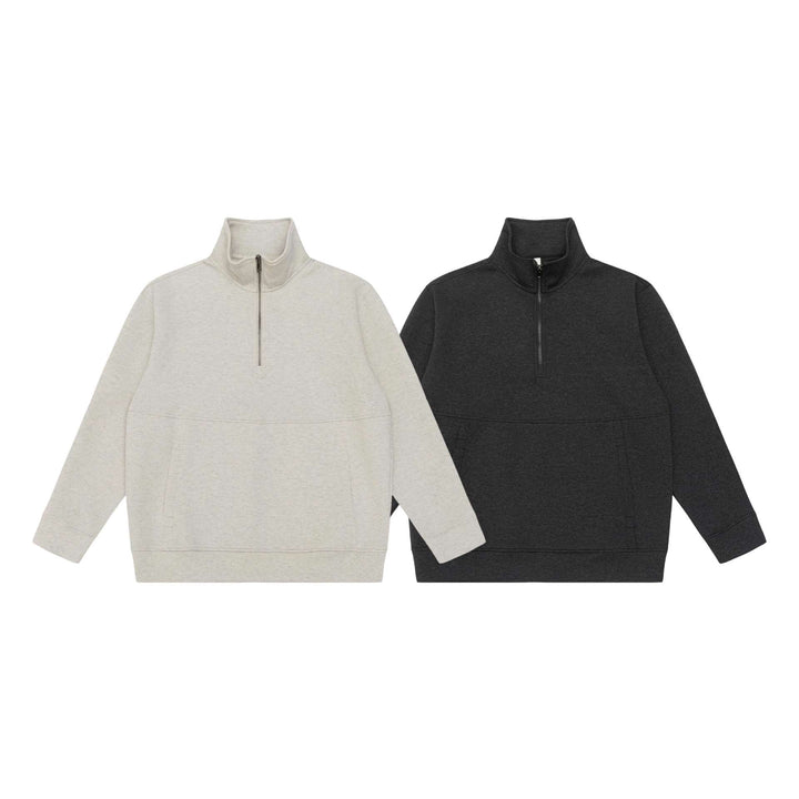 Unisex Halbzip-Sweatshirt mit hohem Stehkragen, Kängurutasche und Boxy-Schnitt Echoarchiv