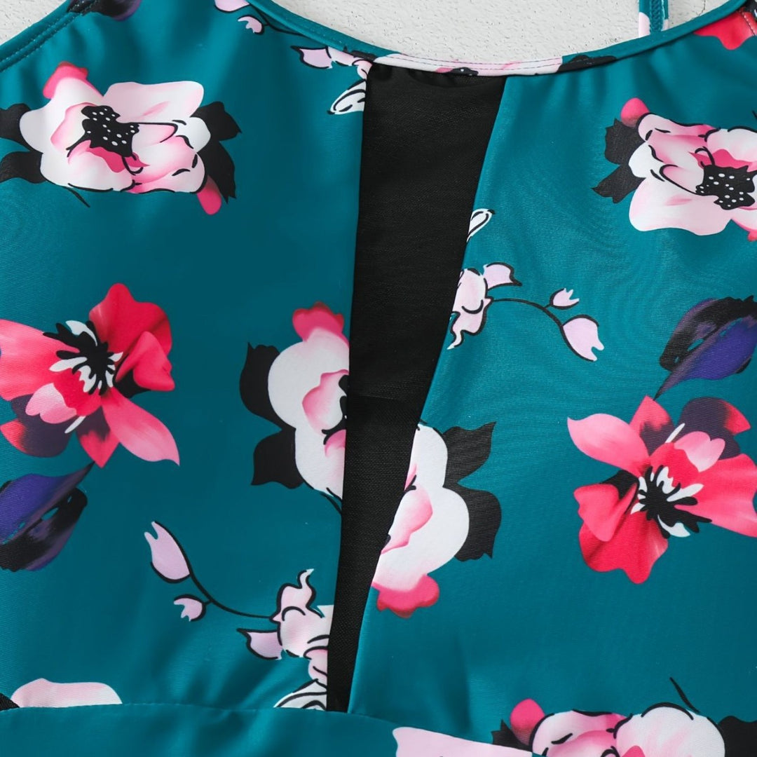 Damen Einteiliger Badeanzug mit modischem floralem Design und schickem Schwarz Echo Archiv